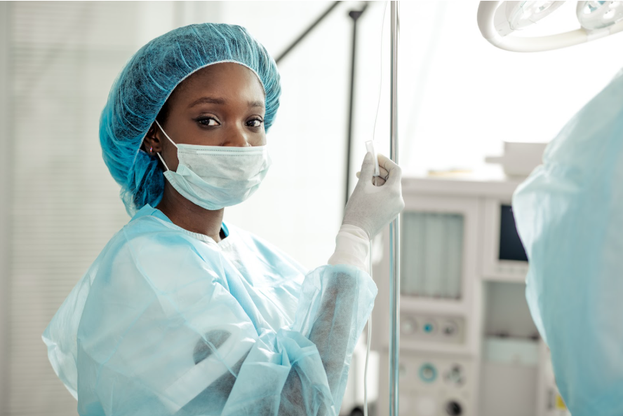 Medical professional in scrubs